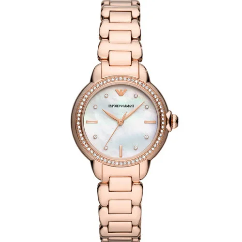 minimalist wristwatches for men with leather bands-Emporio Armani Mia Mother-Of-Pearl Dial Women 32mm