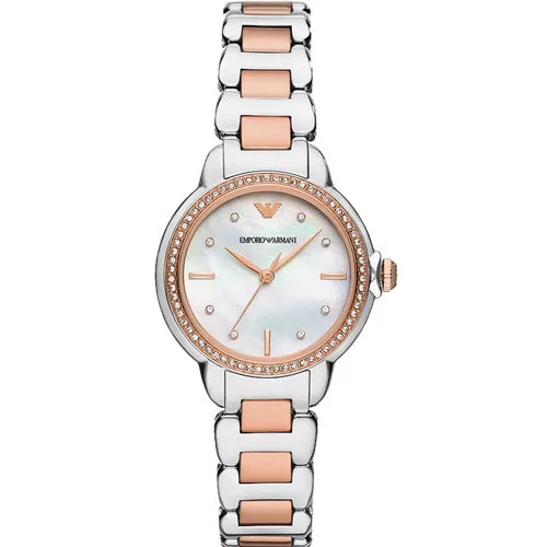 watches for travelers with world time display-Emporio Armani Mia Mother-Of-Pearl Dial Women 32mm