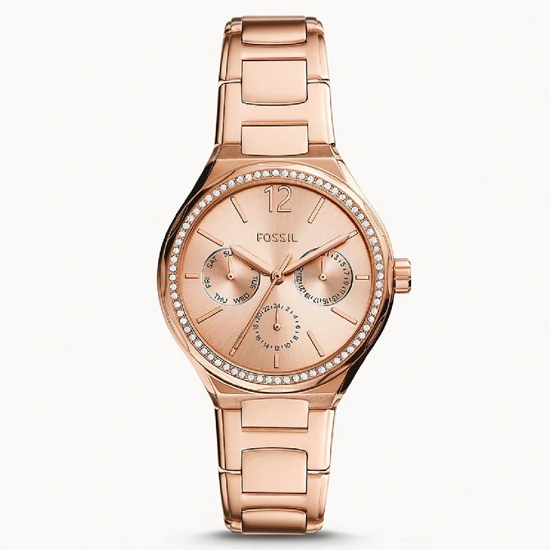 luxury watches with mother-of-pearl dial for elegance-Fossil Eevie Rose Gold Dial Women's Watch 36mm