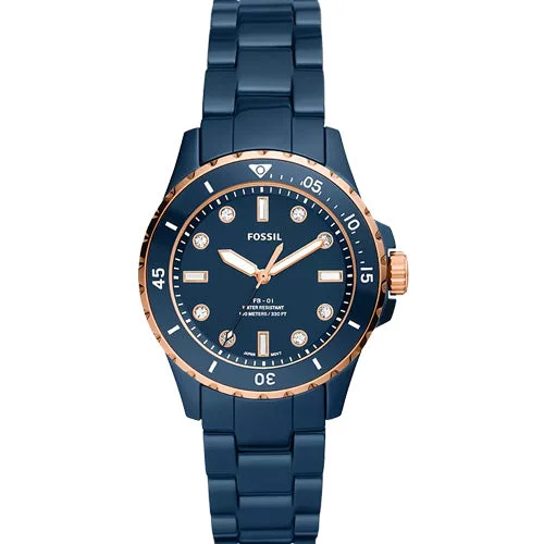 luxury watches for men with stainless steel bracelet-Fossil FB-01 Blue Dial Women