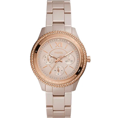 affordable diving watches with superior water resistance-Fossil Stella Caramel Dial Women