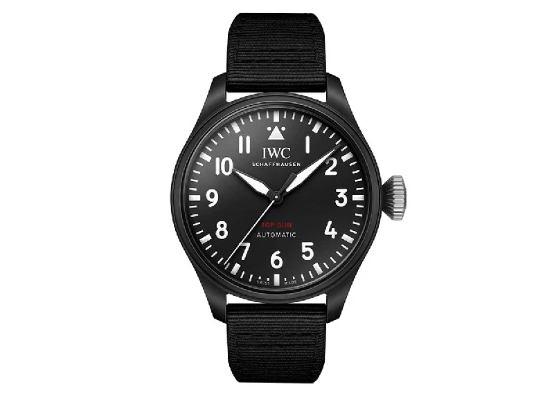 watches with black leather strap for classic look-IWC Big Pilots Top Gun 43mm 329801 Ceramic Case Black Dial 2022 Pre-Owned