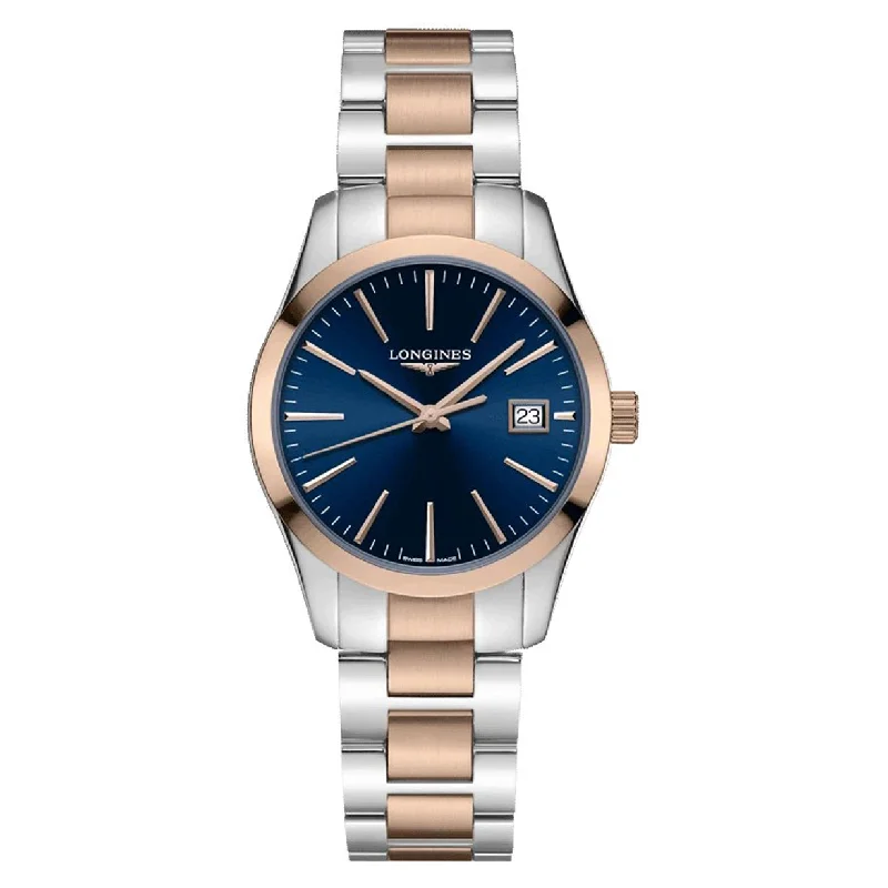 eco-friendly watches with recycled materials for sustainability-Longines Conquest Classic Blue Dial Women 34mm