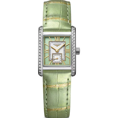 watches with built-in GPS and route tracking for hiking-Longines Mini Dolcevita Green Dial Women 29mm