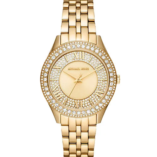 solar-powered watches with retro styling-Michael Kors Harlowe Gold Dial Women 38mm