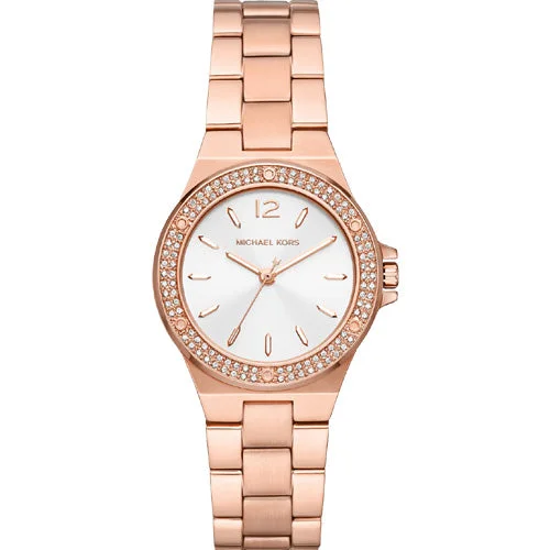 watches with stylish leather bands for vintage look-Michael Kors Lennox White Dial Women 33mm