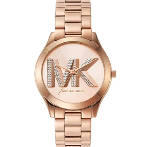 best sports watches with built-in timer for workouts-Michael Kors Slim Runway Rose Gold Dial Women 42mm