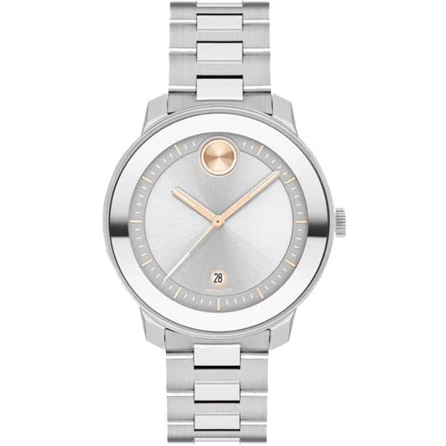 smartwatch for women with stress tracking and relaxation modes-Movado Bold Verso Silver Dial Women 38mm