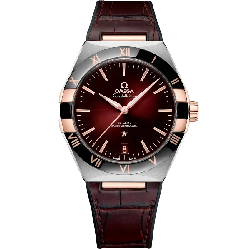 eco-friendly watches with sustainable materials-Omega Constellation Co‑Axial Master Red Dial Women 41MM