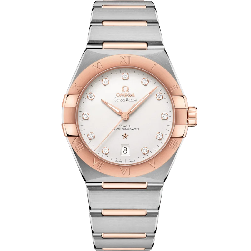 watches for men with durable stainless steel case-Omega Constellation Co‑Axial Master Silver Dial Women 39MM