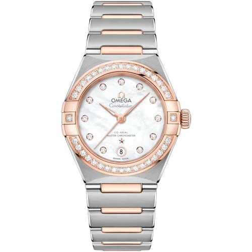 best watches for women with interchangeable leather bands-Omega Constellation White Dial Women 29mm