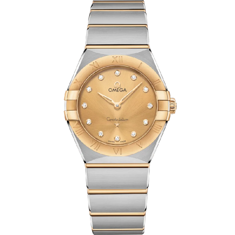 sports watches with built-in cadence tracker-Omega Constellation Yellow Dial woMen 28mm