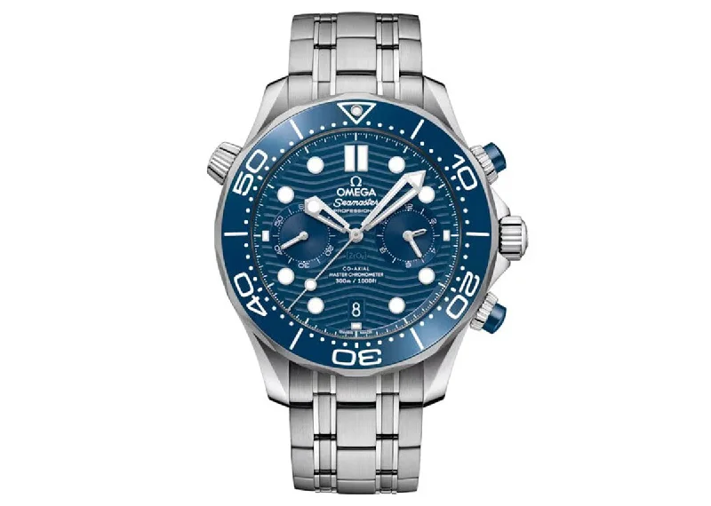 best watches for marathon runners with GPS-Omega Seamaster 44mm Diver 300M 210.30.44.51.03.001 Steel Bracelet Blue Dial