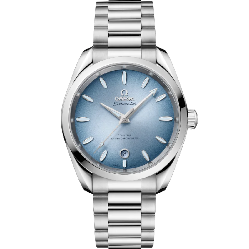 watches for men with rubber strap for comfort-Omega Seamaster Aqua Terra 150M Co‑Axial Master Blue Dial Women 38MM