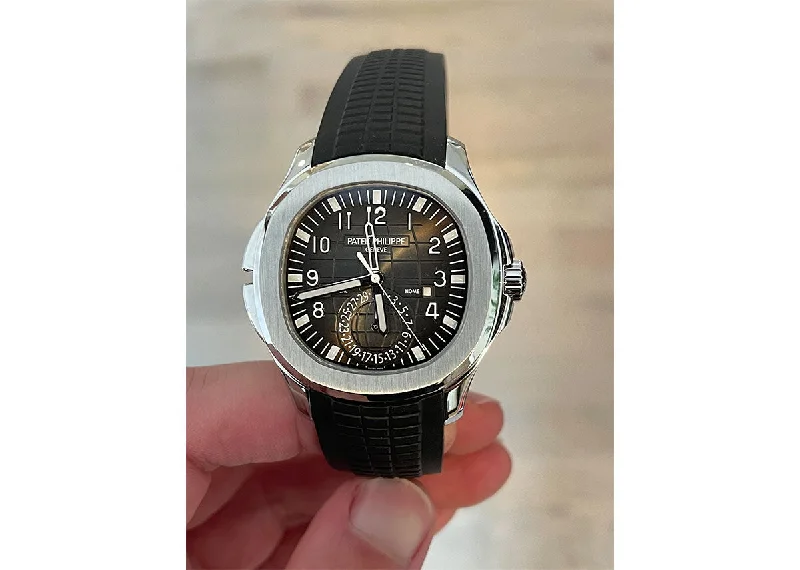 watches with high water resistance for swimming and diving-Patek Philippe Aquanaut Travel Time 5164A 40mm Stainless Steel Black Dial