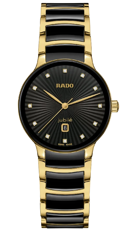 eco-friendly solar watches for active lifestyle-Rado Centrix Black Dial Women 30.5mm