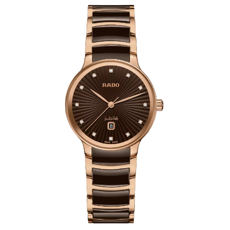 hybrid smartwatches for fitness and casual wear-Rado Centrix Brown Dial Women 30.5mm