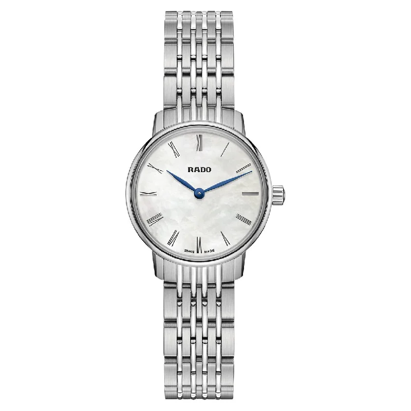 women’s watches with rose gold detailing-Rado Coupole White Mother-Of-Pearl Dial Women 27mm