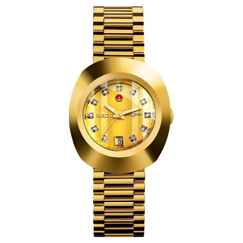 watches for women with large faces for easy reading-Rado Diastar Original Champagne Dial Women 27.3mm