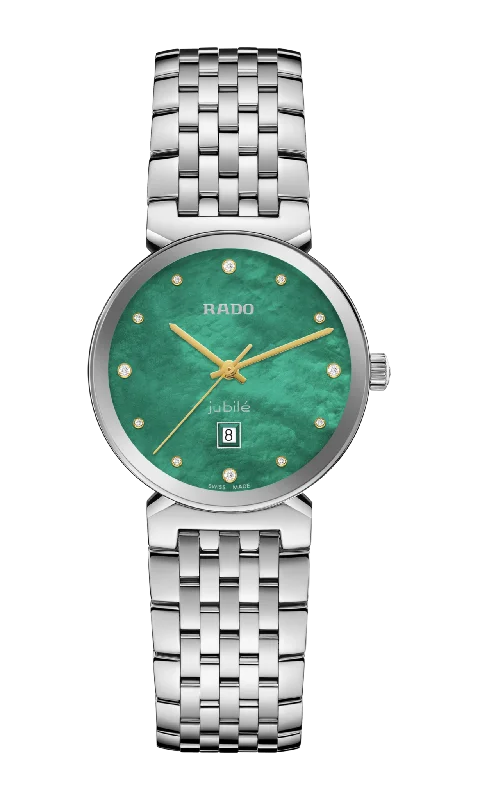 watches for men with thick metal case for ruggedness-Rado Florence Green Mother-Of-Pearl Dial Women 30mm