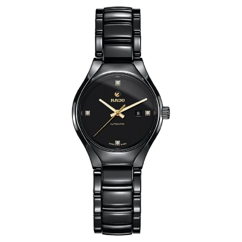 women’s watches with interchangeable straps for fashion flexibility-Rado True Black Dial Women 30mm