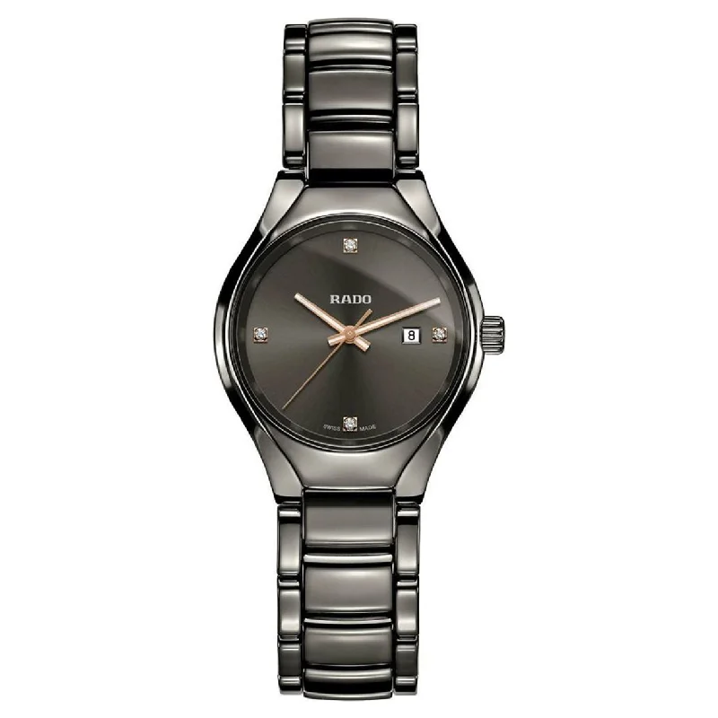 smartwatch with built-in music player for convenience-Rado True Grey Dial Women 30mm