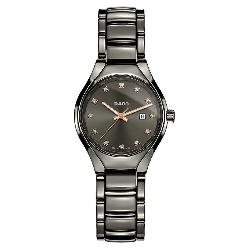 customizable women’s watches with color straps-Rado True Grey Dial Women 30mm