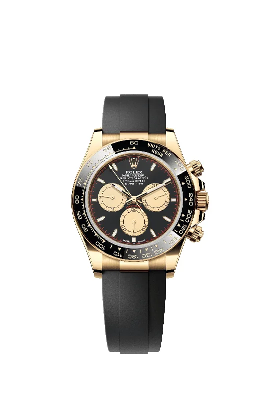 fitness watches with GPS and route tracking-Rolex Cosmograph Daytona 40 mm 126518LN Oysterflex Black Dial