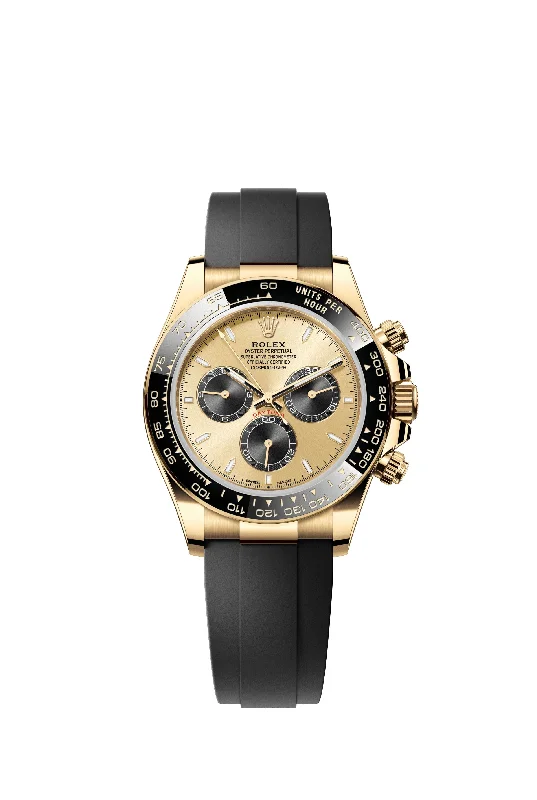 watches for outdoor adventures with barometer-Rolex Cosmograph Daytona 40 mm 126518LN Oysterflex Gold Dial