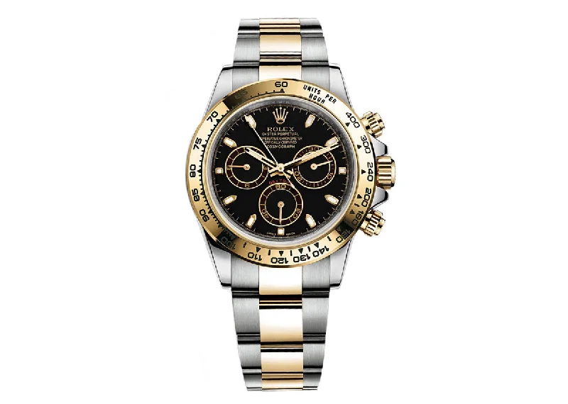 women’s sport watches with built-in fitness features-Rolex Cosmograph Daytona 40mm 116503 Two-Tone Oyster Black Dial