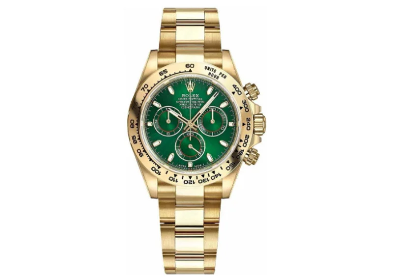 customizable women’s watches with color straps-Rolex Cosmograph Daytona 40mm 116508 Yellow Gold Oyster Green Dial