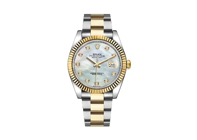 women’s watches with custom engraving for personal touch-Rolex Date Just 41mm 126333 Two-Tone Oyster Mother Of Pearl Dial