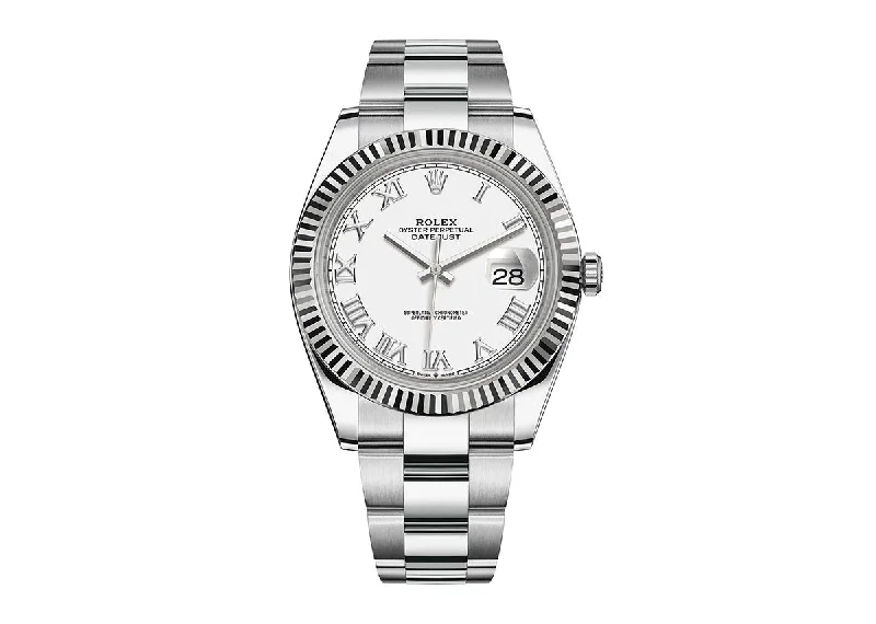 fitness smartwatches with built-in workout modes-Rolex Datejust 41mm 126334 Oystersteel White Roman Dial