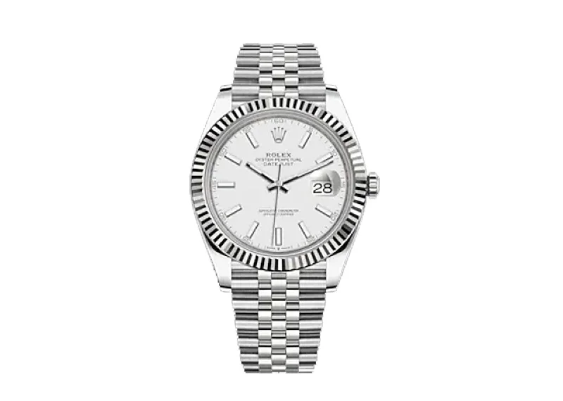 solar-powered watches with eco-conscious design-Rolex DateJust 41mm 126334 Oystersteel Jubilee White Dial