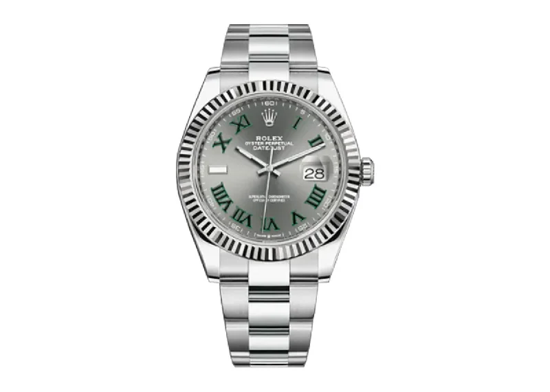 stylish watches for business professionals-Rolex Datejust 41mm 126334 Oystersteel Fluted Wimbledon Slate Dial