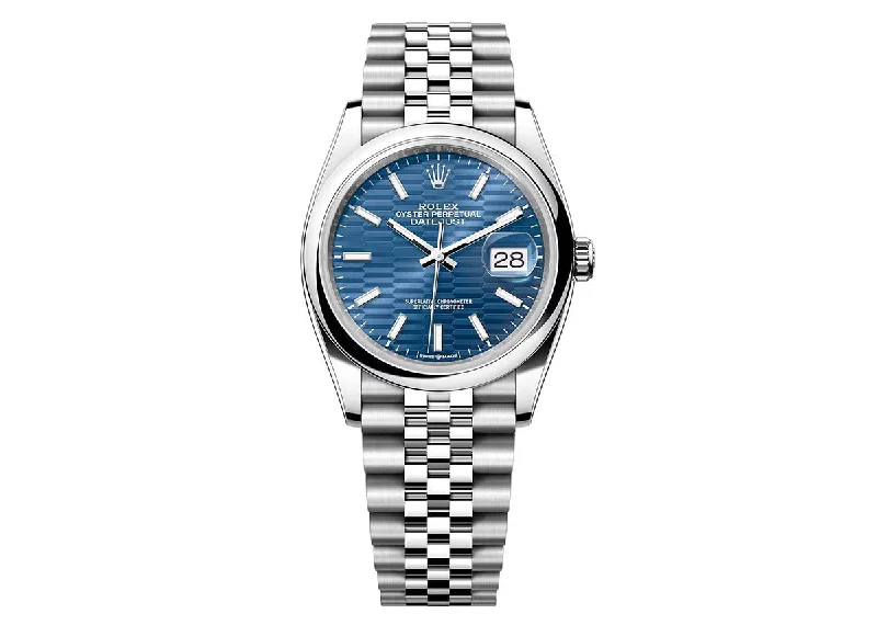 luxury watches for men with rare designs-Rolex DateJust 36mm 126200 Oystersteel Jubilee Motif Blue Dial