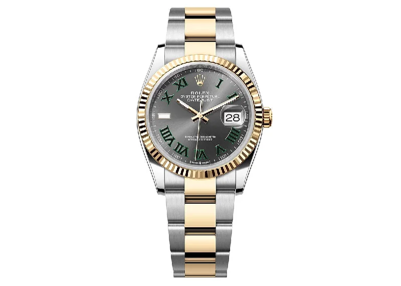 hybrid watches with fitness and smartwatch features-Rolex DateJust 36mm 126233 Two-Tone Oyster Roman Slate Dial