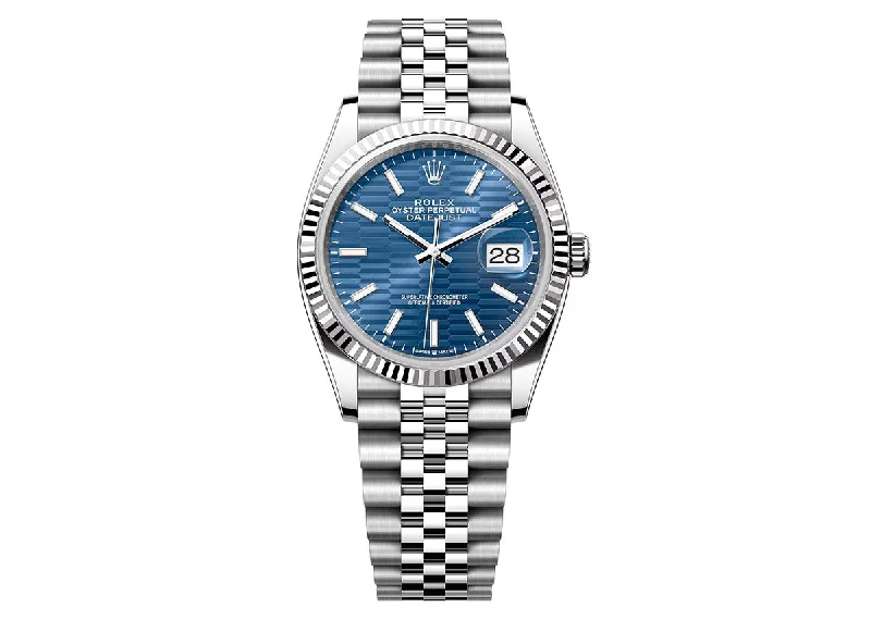 durable smartwatches for everyday wear and adventure-Rolex DateJust 36mm 126234 Oystersteel Jubilee Fluted Blue Motif Dial