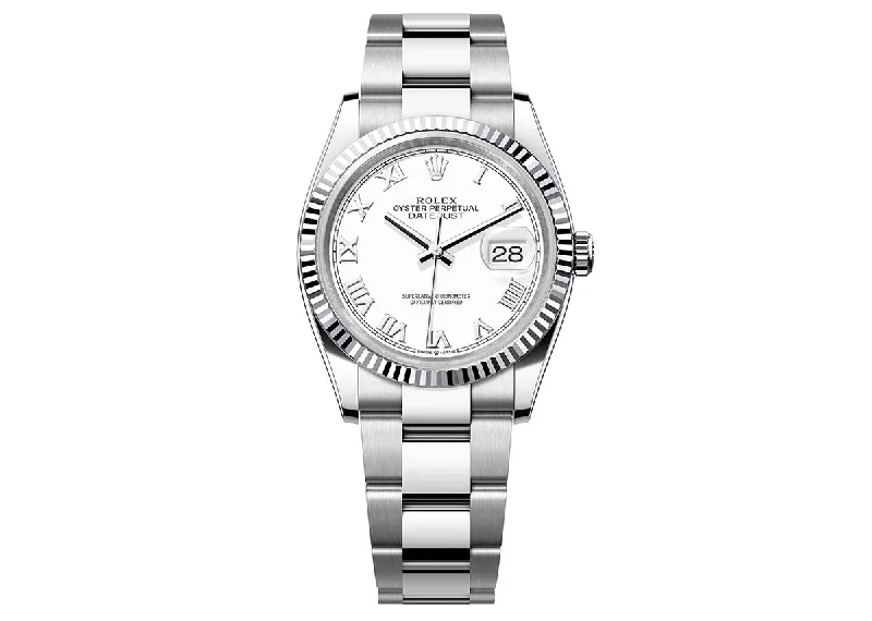 best fitness watches for women with advanced tracking features-Rolex DateJust 36mm 126234 Oystersteel White Roman Dial