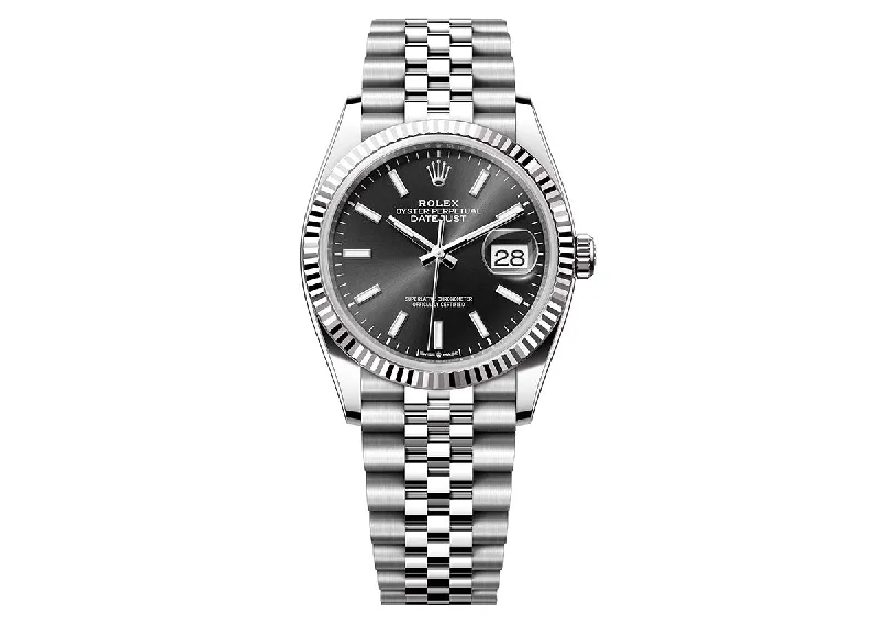 watches for sports enthusiasts with chronograph function-Rolex DateJust 36mm 126234 Oystersteel Jubilee Black Dial