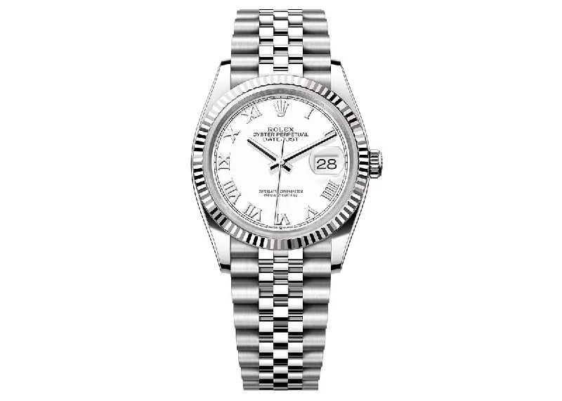 smartwatches for elderly with large font and easy interface-Rolex DateJust 36mm 126234 Oystersteel Jubilee White Roman Dial