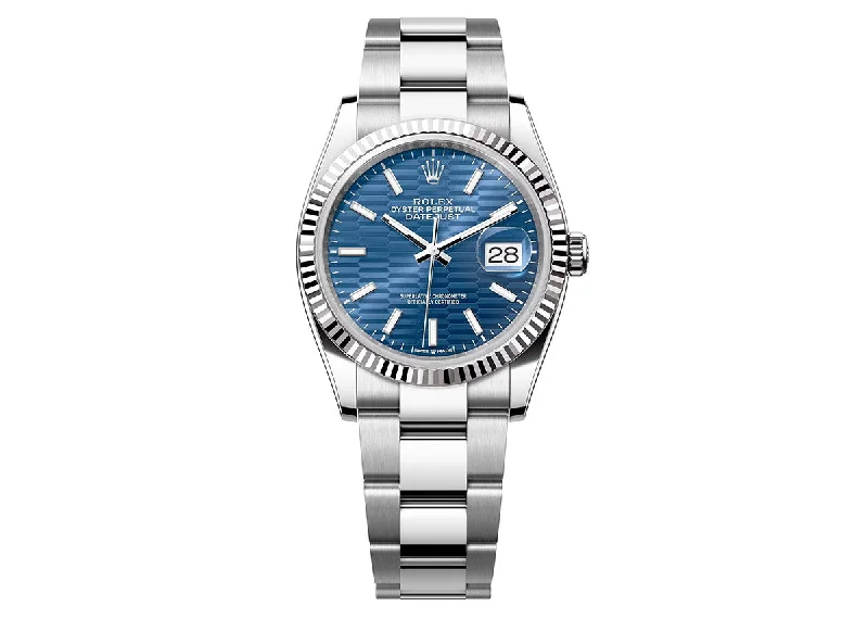 digital watches with backlight for night use-Rolex DateJust 36mm 126234 Oystersteel Oyster Blue Motif Dial