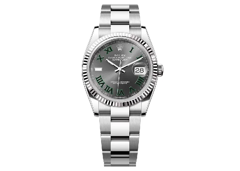 stylish sports watches with silicone straps for comfort-Rolex DateJust 36mm 126234 Oystersteel Oyster Roman Slate Dial