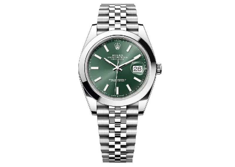 luxury watches with rare designs and limited editions-Rolex DateJust 41mm 126300 Oystersteel Jubilee Mint Green Dial