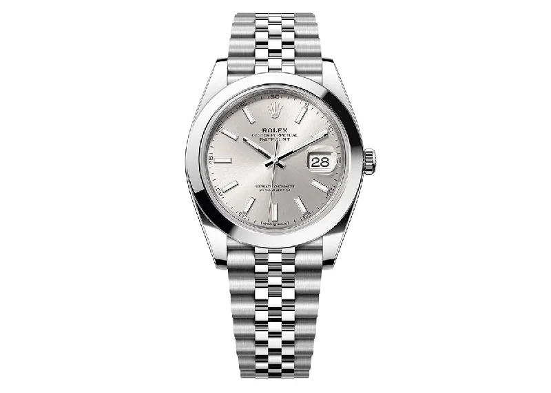 hybrid smartwatches for sports and everyday use-Rolex DateJust 41mm 126300 Oyster Jubilee Silver Dial