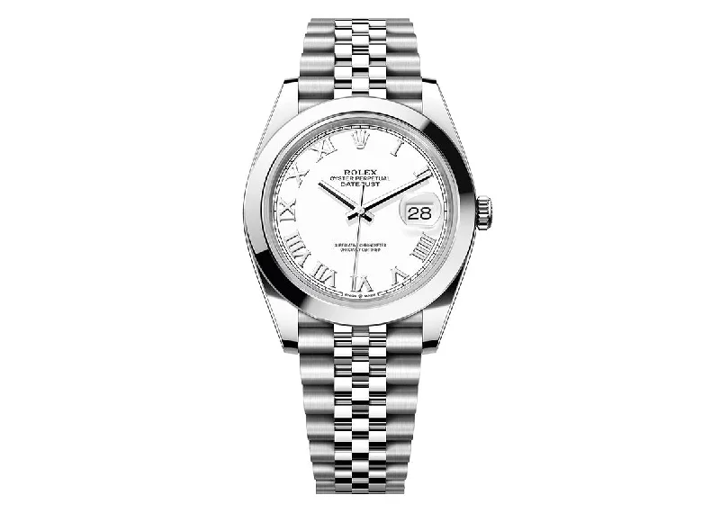 waterproof watches with multi-functional features for divers-Rolex DateJust 41mm 126300 Oyster Jubilee White Roman Dial