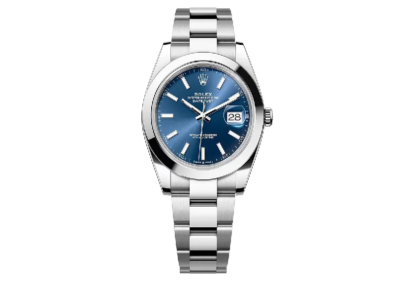 luxury watches for men with bold and unique designs-Rolex DateJust 41mm 126300 Oystersteel Bright Blue Dial