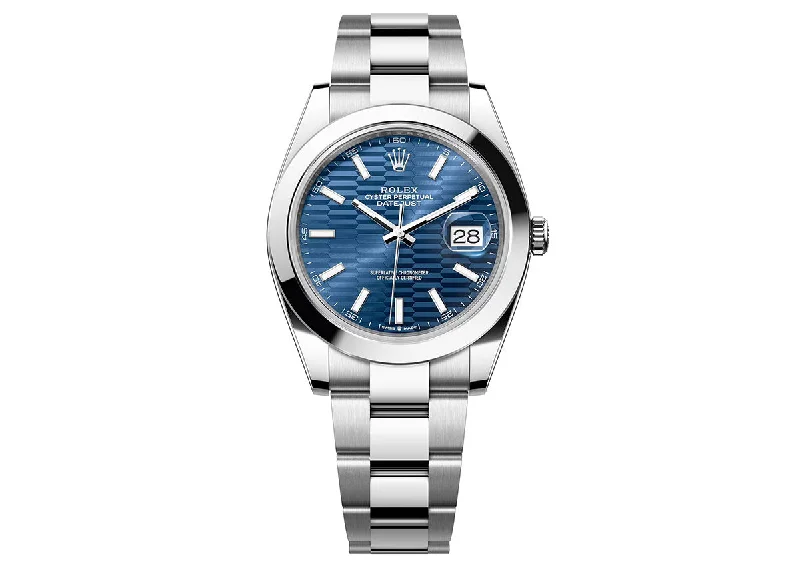 watches for men with customizable straps for style-Rolex DateJust 41mm 126300 Oystersteel Oyster Blue Motif Dial