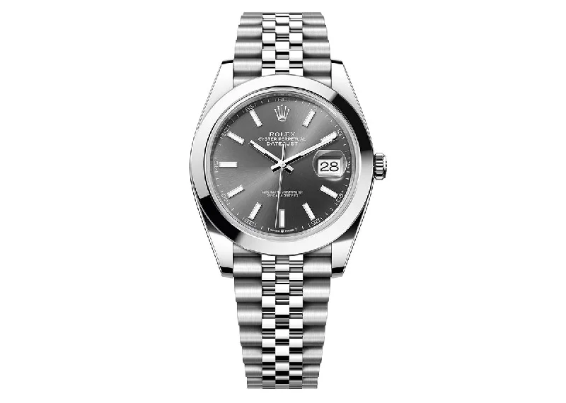 vintage watches for men with clean dial design-Rolex DateJust 41mm 126300 Oystersteel Jubilee Slate Dial