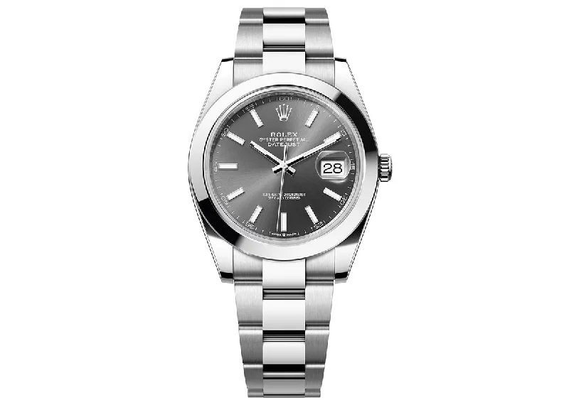 hybrid smartwatches with analog and digital displays-Rolex DateJust 41mm 126300 Oystersteel Slate Dial